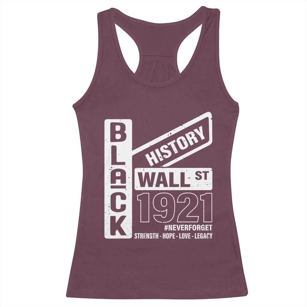 Never Forget Black Wall Street 1921 Racerback Tank Top Tulsa Black History Month