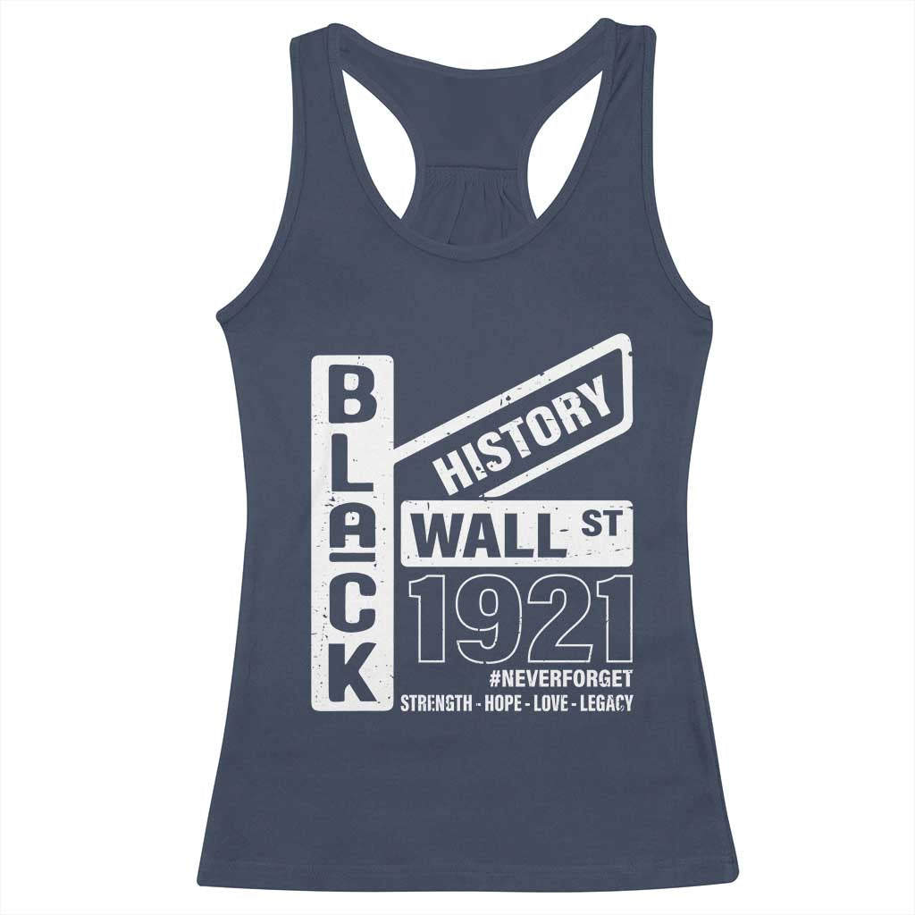 Never Forget Black Wall Street 1921 Racerback Tank Top Tulsa Black History Month