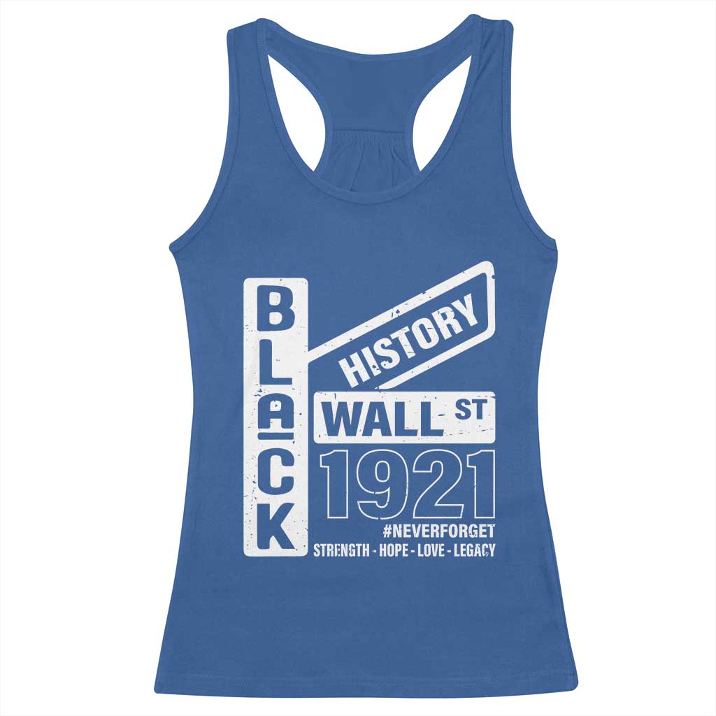 Never Forget Black Wall Street 1921 Racerback Tank Top Tulsa Black History Month