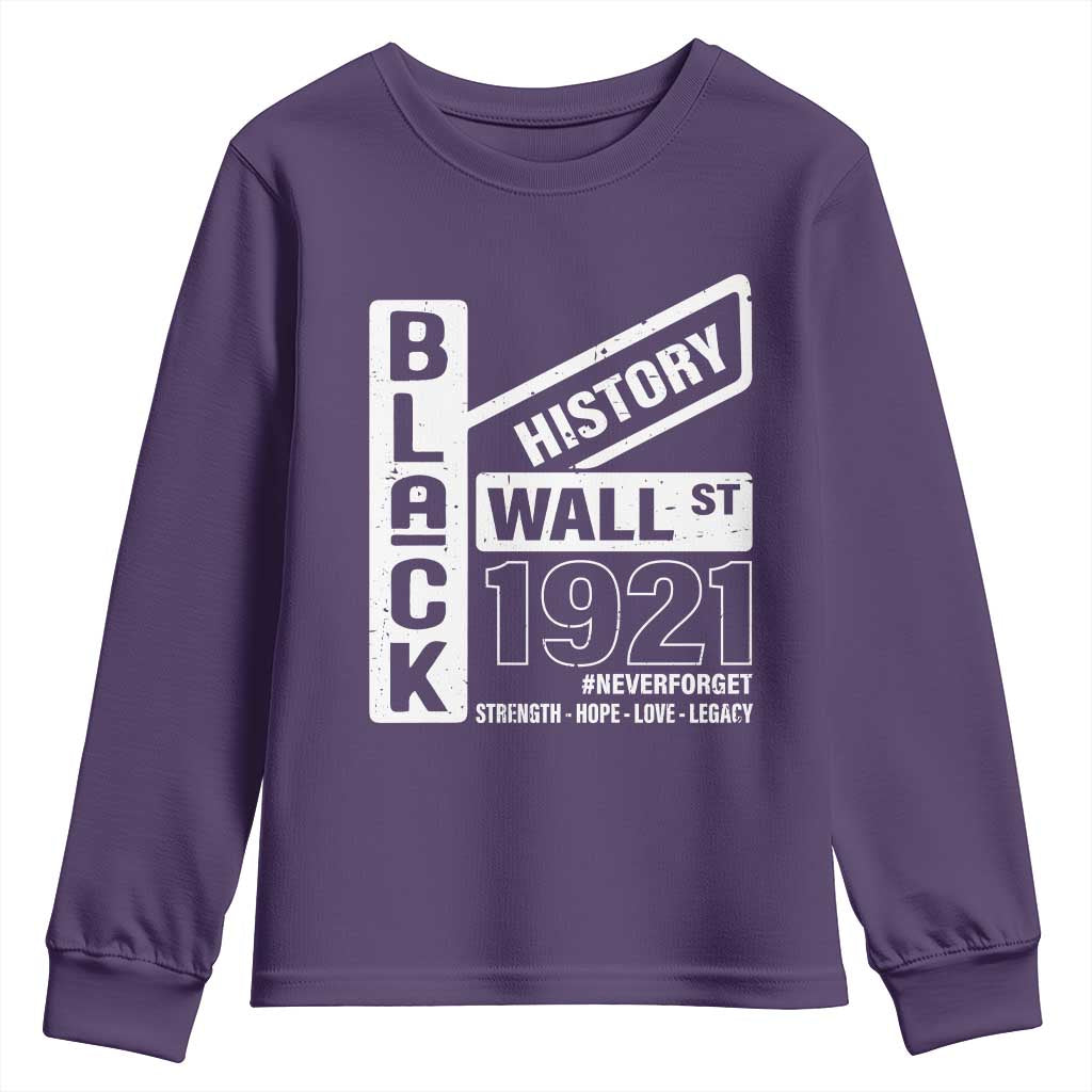 Never Forget Black Wall Street 1921 Youth Sweatshirt Tulsa Black History Month