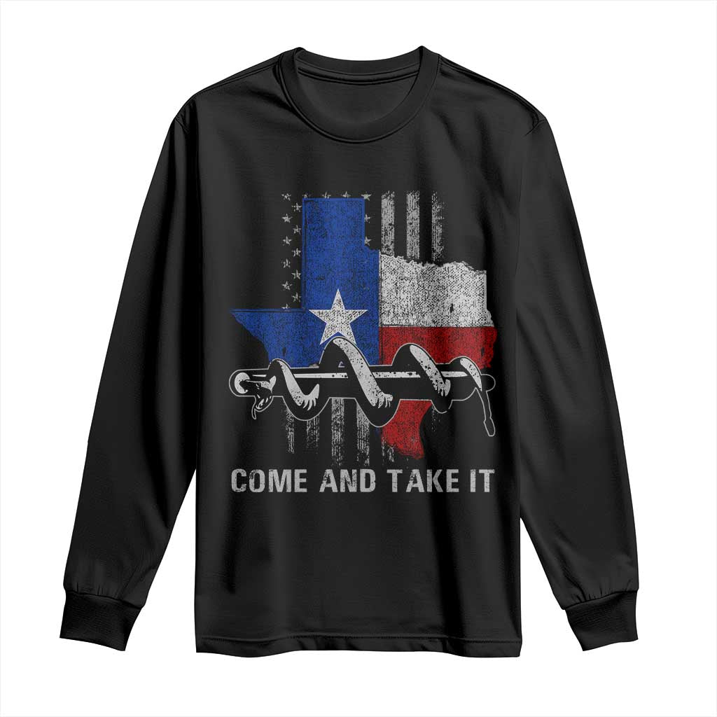 History Of Texas Long Sleeve Shirt Come And Take It Gonzales Texas Map American Flag
