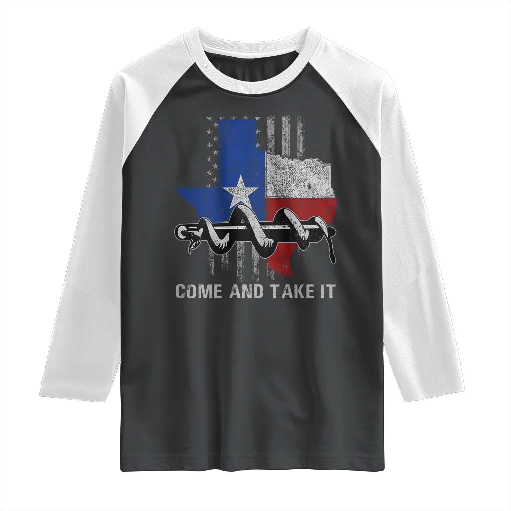 History Of Texas Raglan Shirt Come And Take It Gonzales Texas Map American Flag