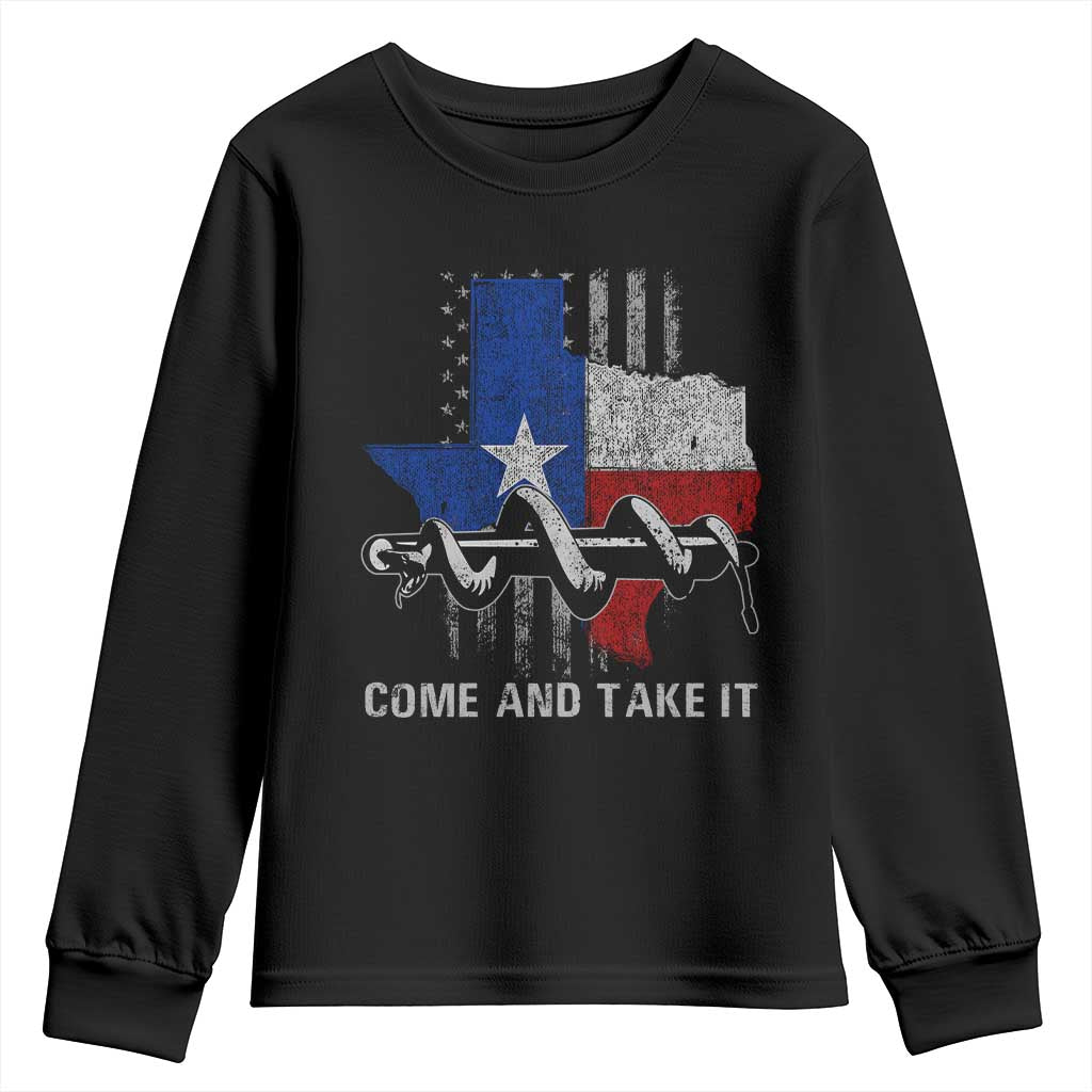 History Of Texas Youth Sweatshirt Come And Take It Gonzales Texas Map American Flag