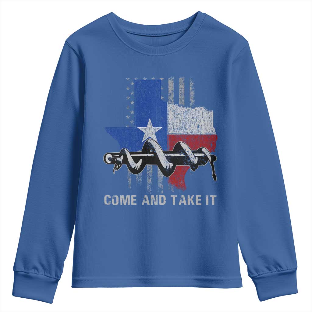 History Of Texas Youth Sweatshirt Come And Take It Gonzales Texas Map American Flag