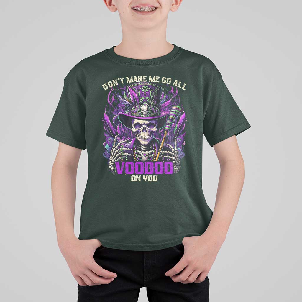 Funny Mardi Gras Voodoo T Shirt For Kid Don't Make Me Go All Voodoo On You New Orleans Witch Doctor