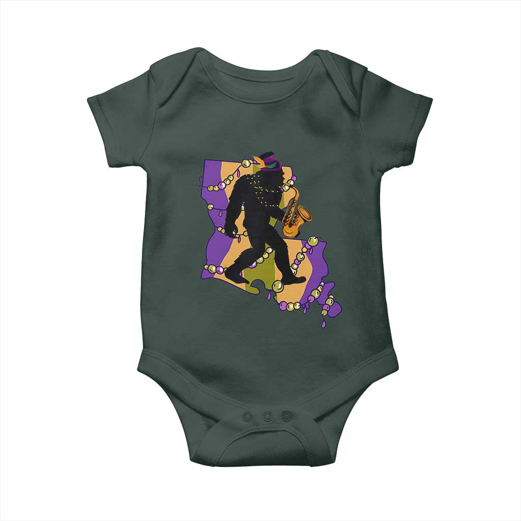 Funny Bigfoot Mardi Gras Louisiana Map Jazz Music Baby Onesie