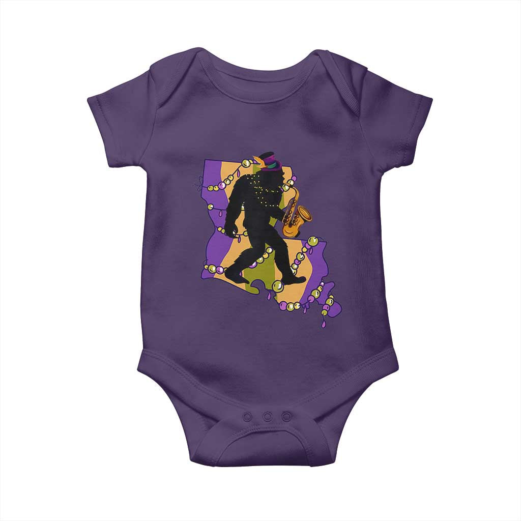 Funny Bigfoot Mardi Gras Louisiana Map Jazz Music Baby Onesie