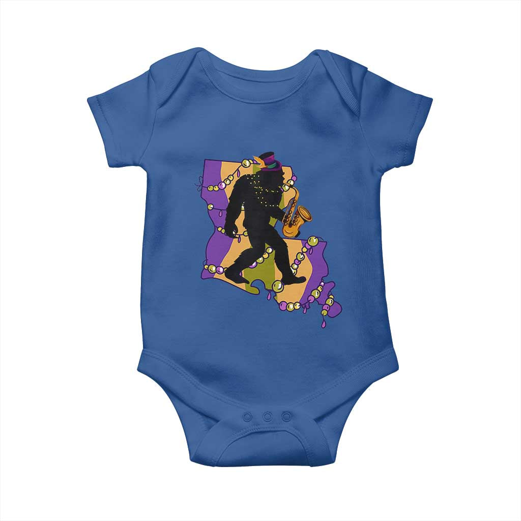 Funny Bigfoot Mardi Gras Louisiana Map Jazz Music Baby Onesie