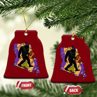 Funny Bigfoot Mardi Gras Louisiana Map Jazz Music Ceramic Ornament