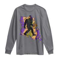 Funny Bigfoot Mardi Gras Louisiana Map Jazz Music Long Sleeve Shirt
