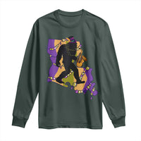 Funny Bigfoot Mardi Gras Louisiana Map Jazz Music Long Sleeve Shirt