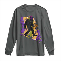 Funny Bigfoot Mardi Gras Louisiana Map Jazz Music Long Sleeve Shirt