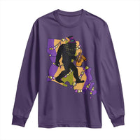 Funny Bigfoot Mardi Gras Louisiana Map Jazz Music Long Sleeve Shirt