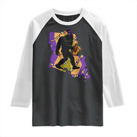 Funny Bigfoot Mardi Gras Louisiana Map Jazz Music Raglan Shirt