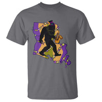 Funny Bigfoot Mardi Gras Louisiana Map Jazz Music T Shirt
