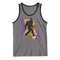 Funny Bigfoot Mardi Gras Louisiana Map Jazz Music Tank Top