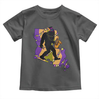 Funny Bigfoot Mardi Gras Louisiana Map Jazz Music Toddler T Shirt