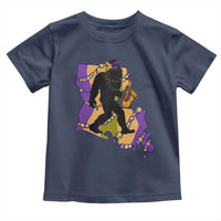 Funny Bigfoot Mardi Gras Louisiana Map Jazz Music Toddler T Shirt
