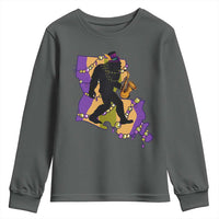 Funny Bigfoot Mardi Gras Louisiana Map Jazz Music Youth Sweatshirt