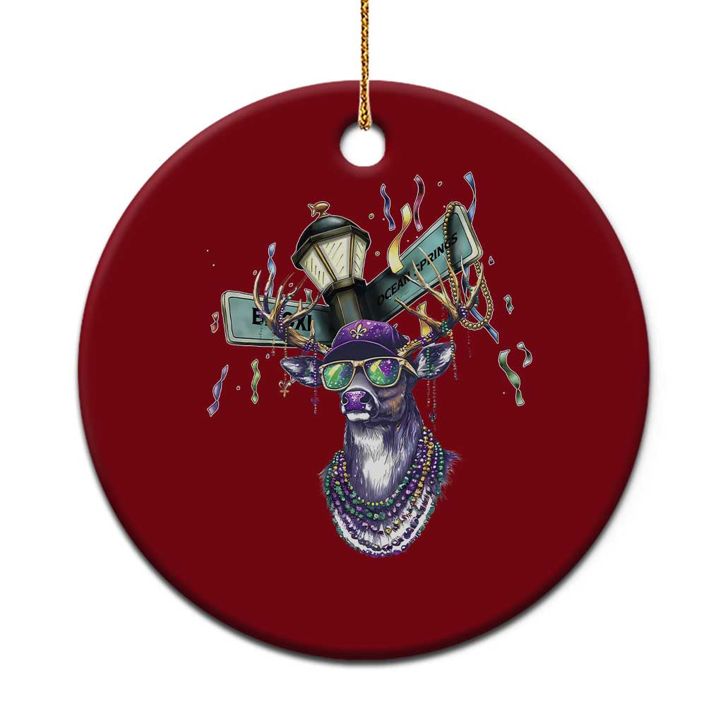 Funny Mardi Gras Mississippi Deer Ceramic Ornament Biloxi Ocean Springs Carnival