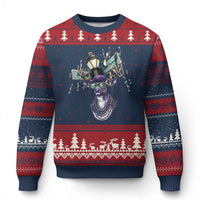 Funny Mardi Gras Mississippi Deer Ugly Christmas Sweater Biloxi Ocean Springs Carnival
