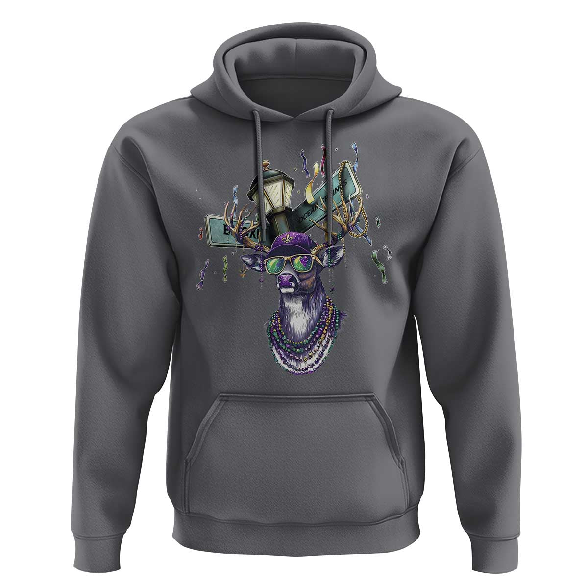 Funny Mardi Gras Mississippi Deer Hoodie Biloxi Ocean Springs Carnival
