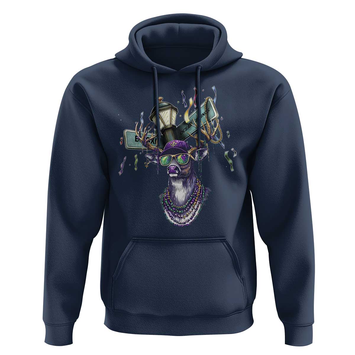 Funny Mardi Gras Mississippi Deer Hoodie Biloxi Ocean Springs Carnival