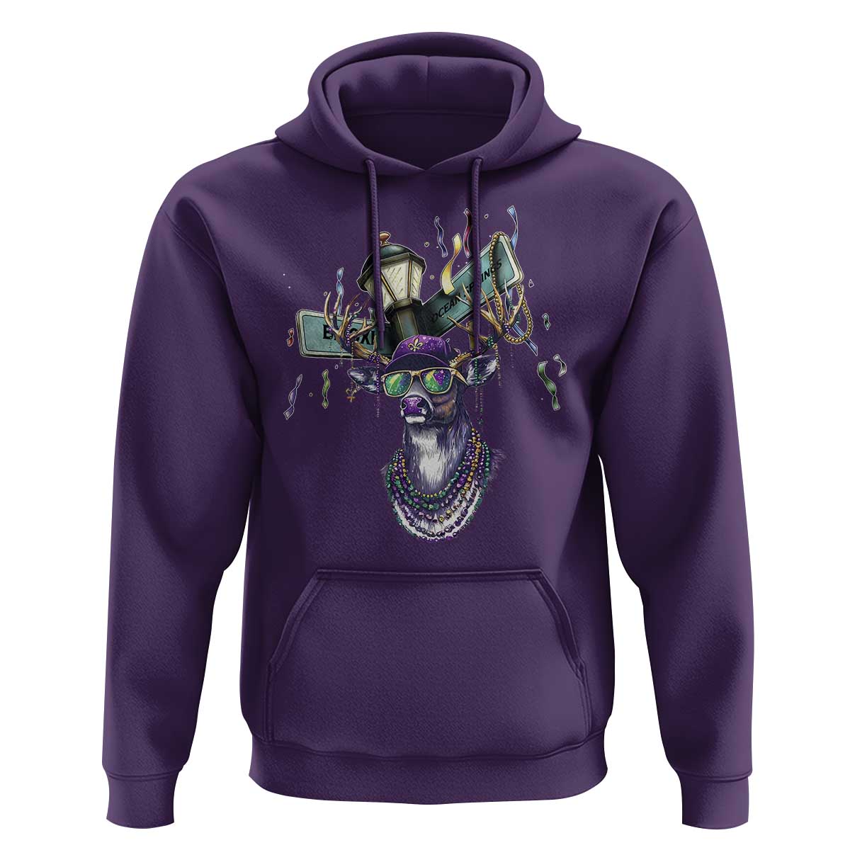 Funny Mardi Gras Mississippi Deer Hoodie Biloxi Ocean Springs Carnival