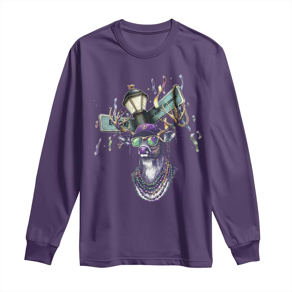 Funny Mardi Gras Mississippi Deer Long Sleeve Shirt Biloxi Ocean Springs Carnival