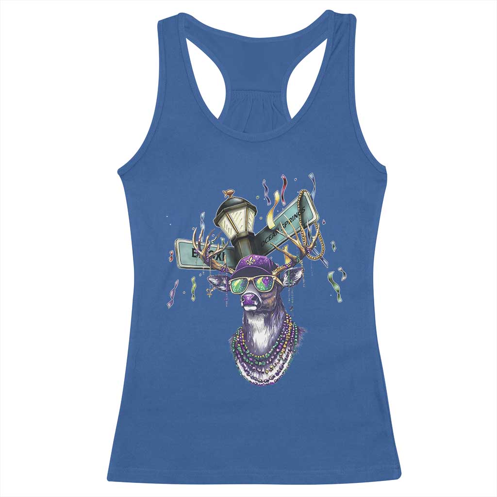 Funny Mardi Gras Mississippi Deer Racerback Tank Top Biloxi Ocean Springs Carnival