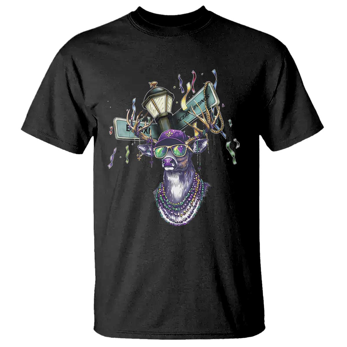 Funny Mardi Gras Mississippi Deer T Shirt Biloxi Ocean Springs Carnival