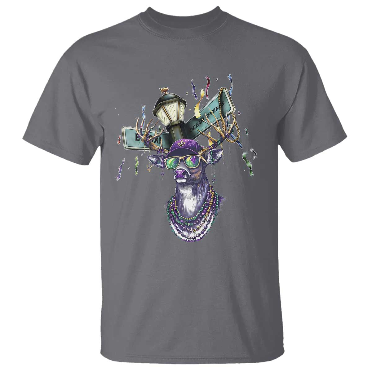 Funny Mardi Gras Mississippi Deer T Shirt Biloxi Ocean Springs Carnival