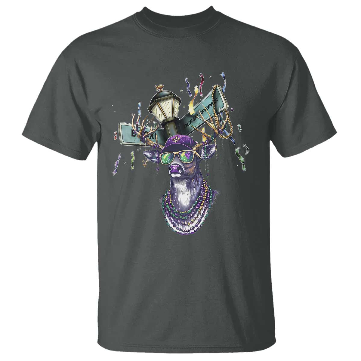 Funny Mardi Gras Mississippi Deer T Shirt Biloxi Ocean Springs Carnival