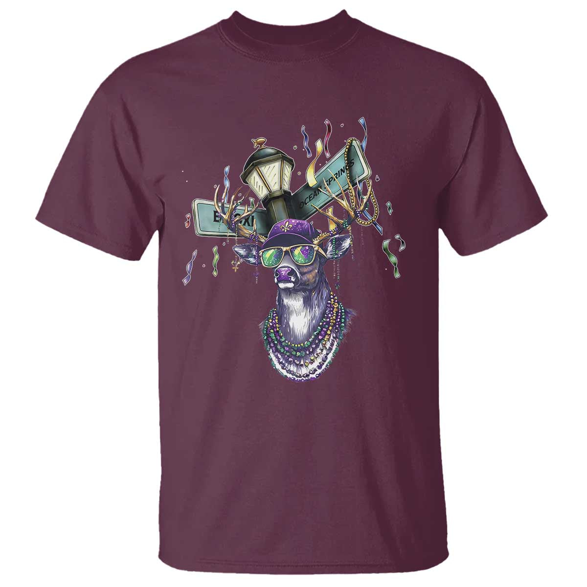 Funny Mardi Gras Mississippi Deer T Shirt Biloxi Ocean Springs Carnival