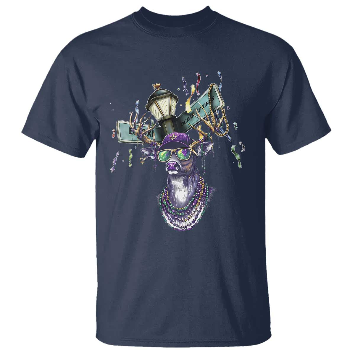 Funny Mardi Gras Mississippi Deer T Shirt Biloxi Ocean Springs Carnival