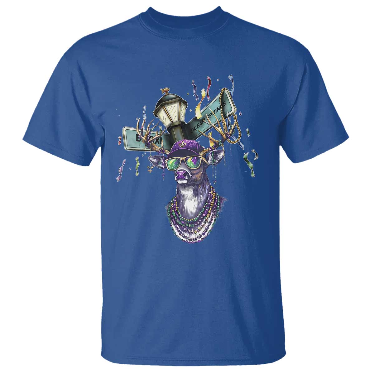 Funny Mardi Gras Mississippi Deer T Shirt Biloxi Ocean Springs Carnival