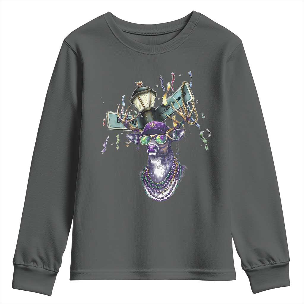 Funny Mardi Gras Mississippi Deer Youth Sweatshirt Biloxi Ocean Springs Carnival