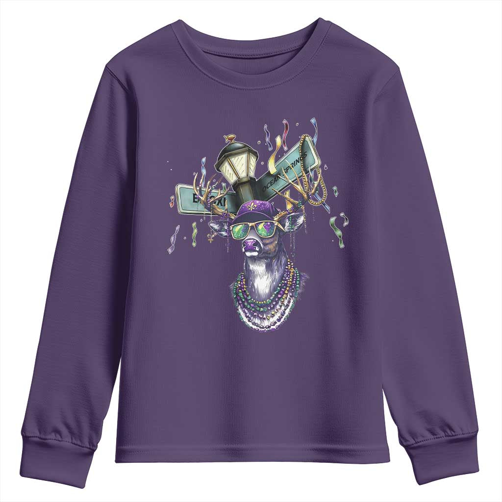 Funny Mardi Gras Mississippi Deer Youth Sweatshirt Biloxi Ocean Springs Carnival