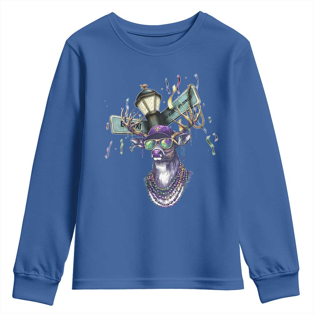 Funny Mardi Gras Mississippi Deer Youth Sweatshirt Biloxi Ocean Springs Carnival