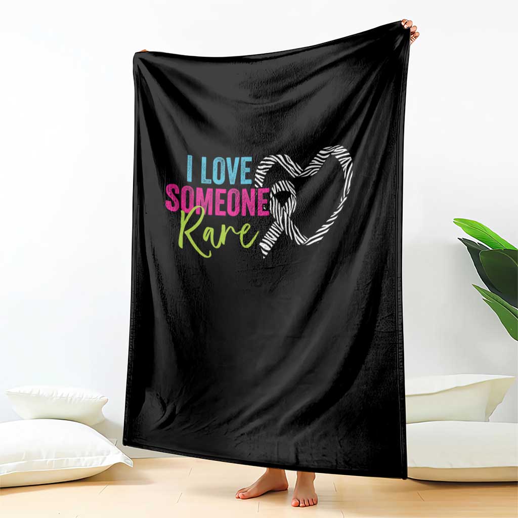 Rare Disease Awareness Throw Blanket I Love Someone Rare Zebra Ribbon