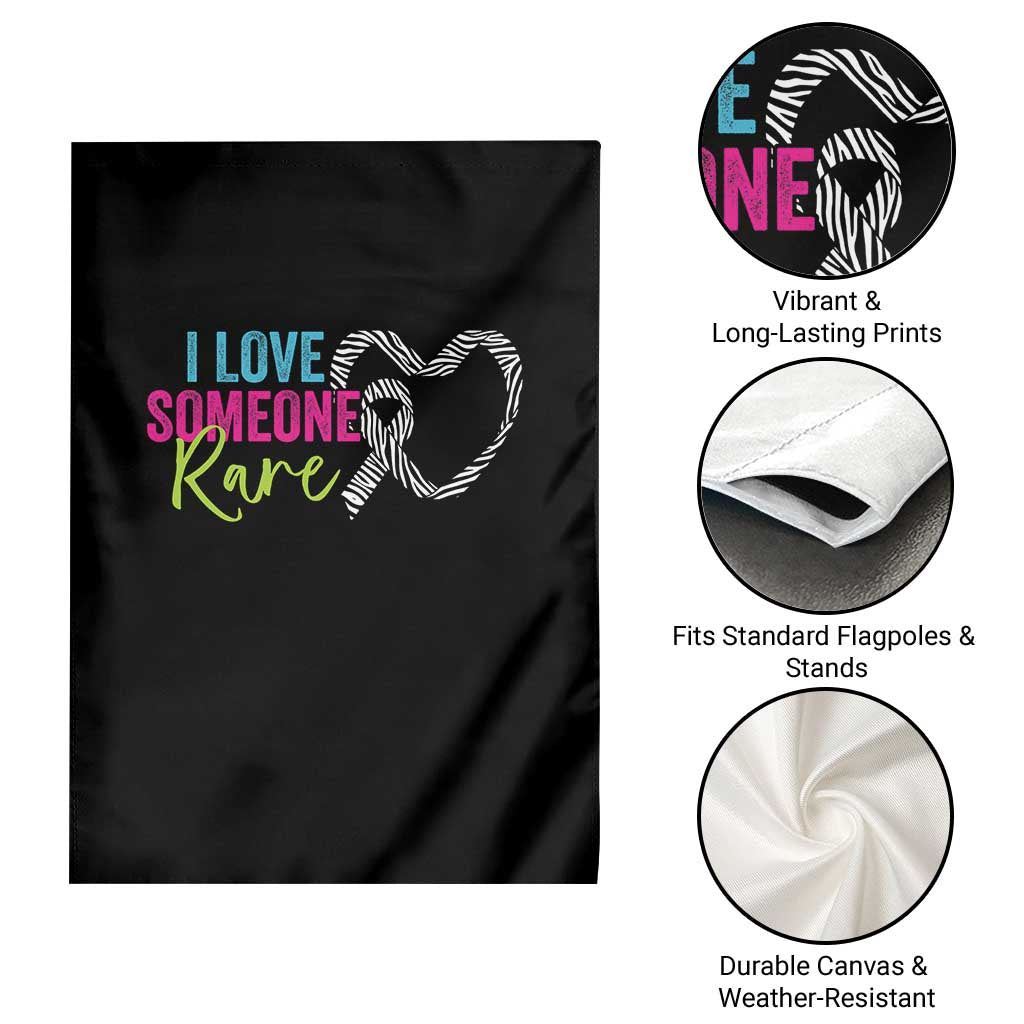 Rare Disease Awareness Garden Flag I Love Someone Rare Zebra Ribbon