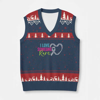 Rare Disease Awareness V-Neck Knit Sweater Vest I Love Someone Rare Zebra Ribbon