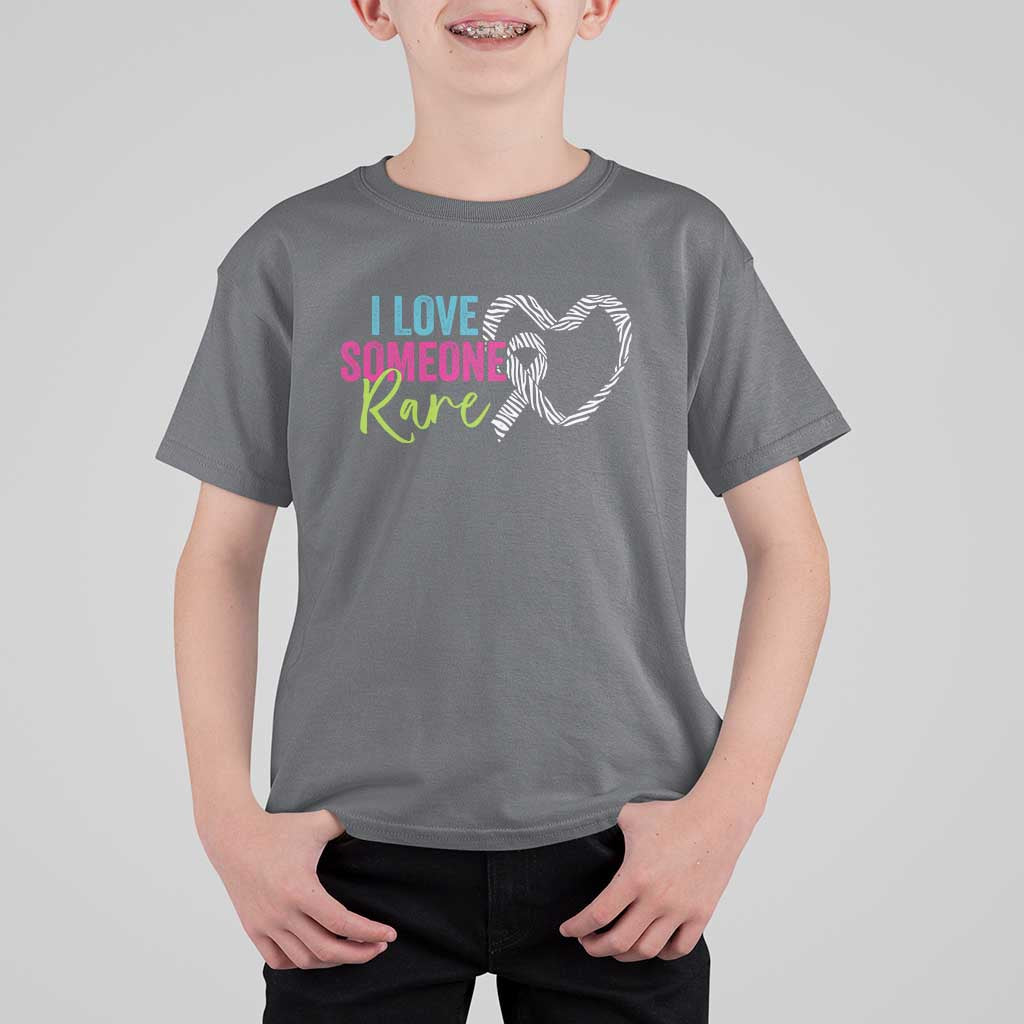 Rare Disease Awareness T Shirt For Kid I Love Someone Rare Zebra Ribbon