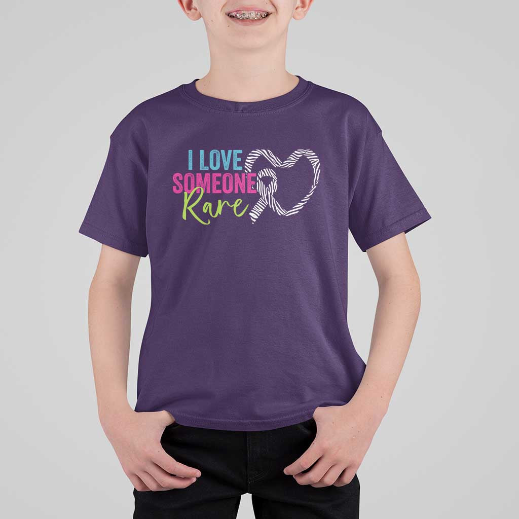 Rare Disease Awareness T Shirt For Kid I Love Someone Rare Zebra Ribbon