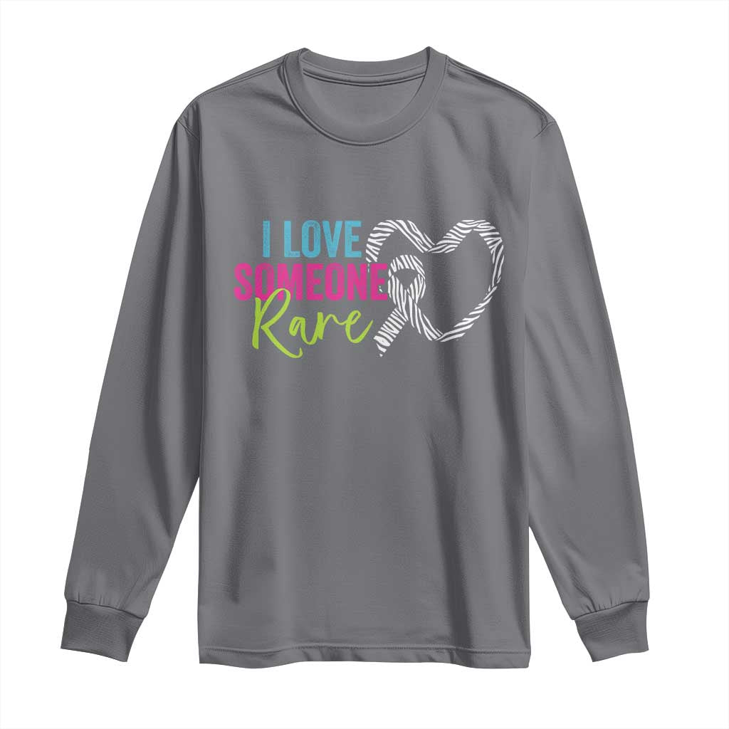 Rare Disease Awareness Long Sleeve Shirt I Love Someone Rare Zebra Ribbon