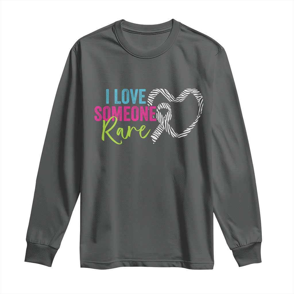 Rare Disease Awareness Long Sleeve Shirt I Love Someone Rare Zebra Ribbon