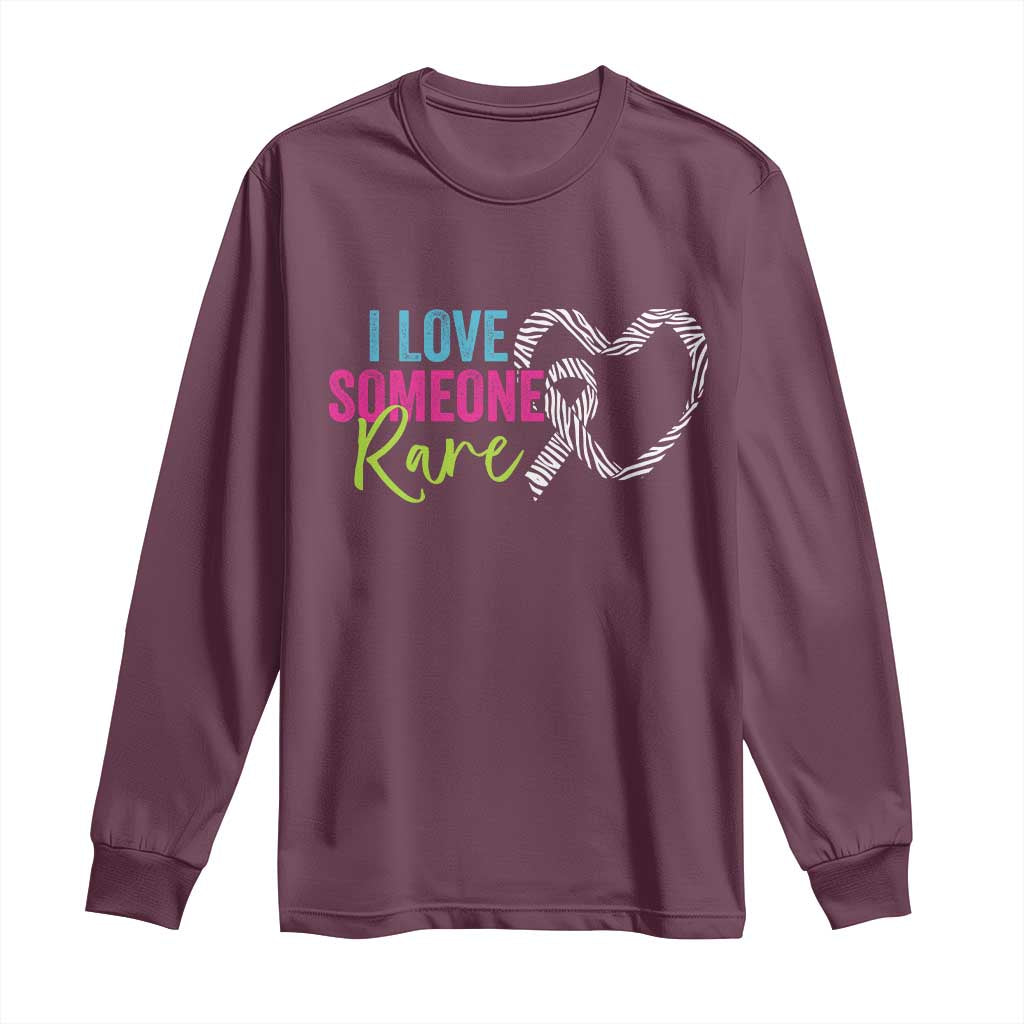 Rare Disease Awareness Long Sleeve Shirt I Love Someone Rare Zebra Ribbon