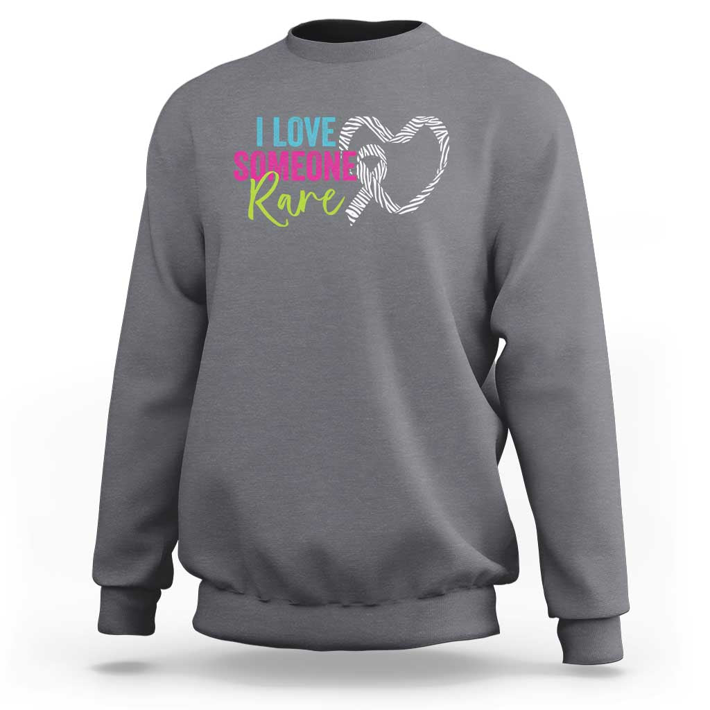 Rare Disease Awareness Sweatshirt I Love Someone Rare Zebra Ribbon