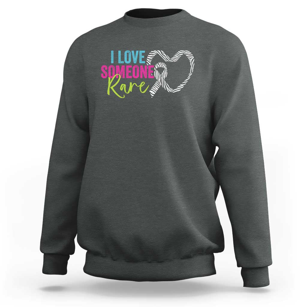 Rare Disease Awareness Sweatshirt I Love Someone Rare Zebra Ribbon