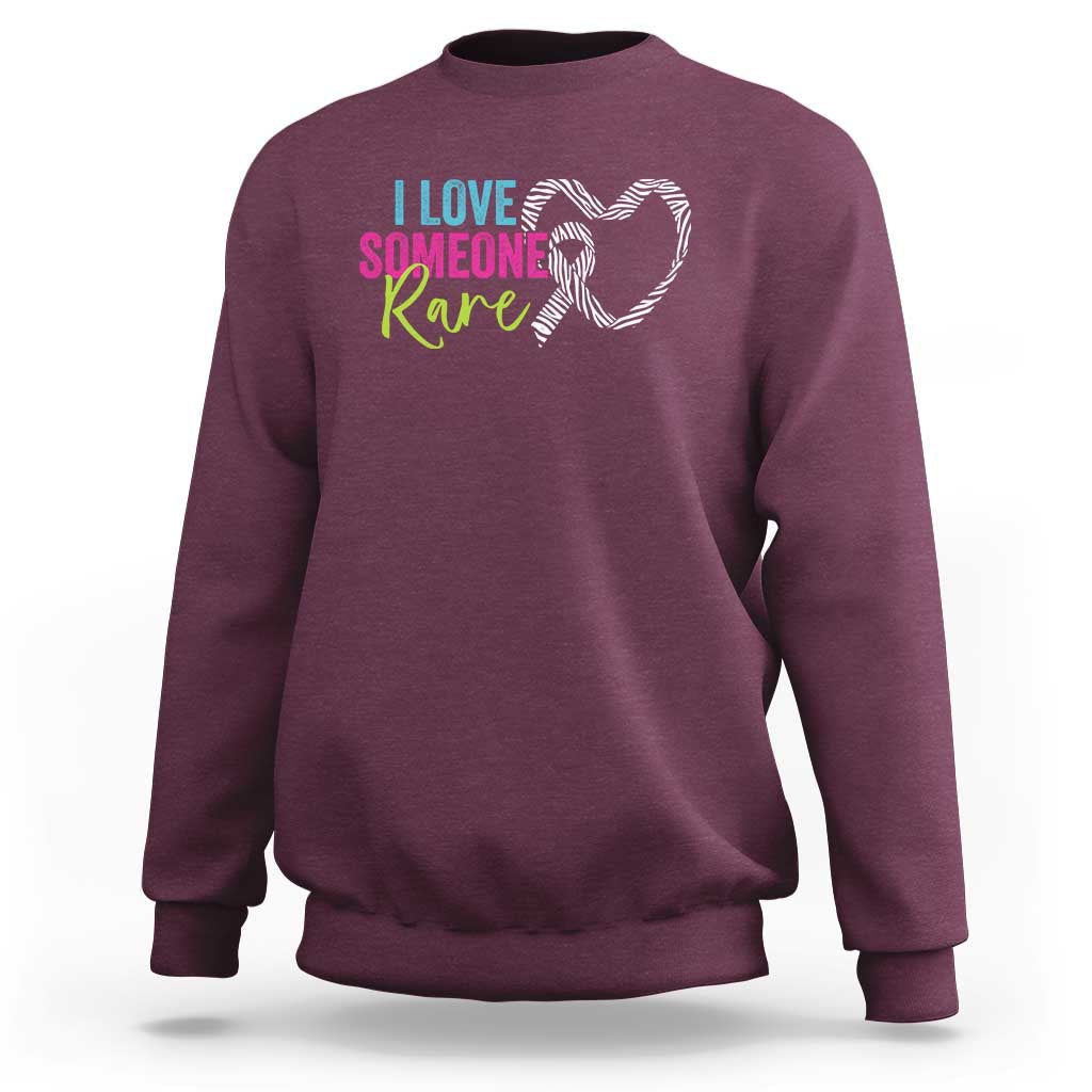 Rare Disease Awareness Sweatshirt I Love Someone Rare Zebra Ribbon